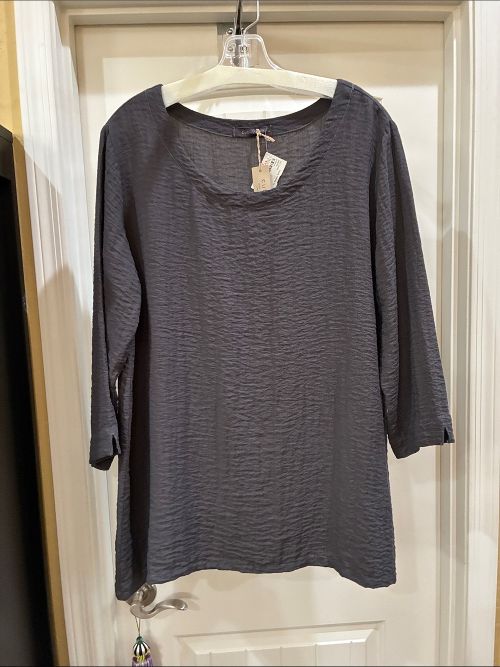 cut loose Charcoal Textured Scoop Neck Tunic